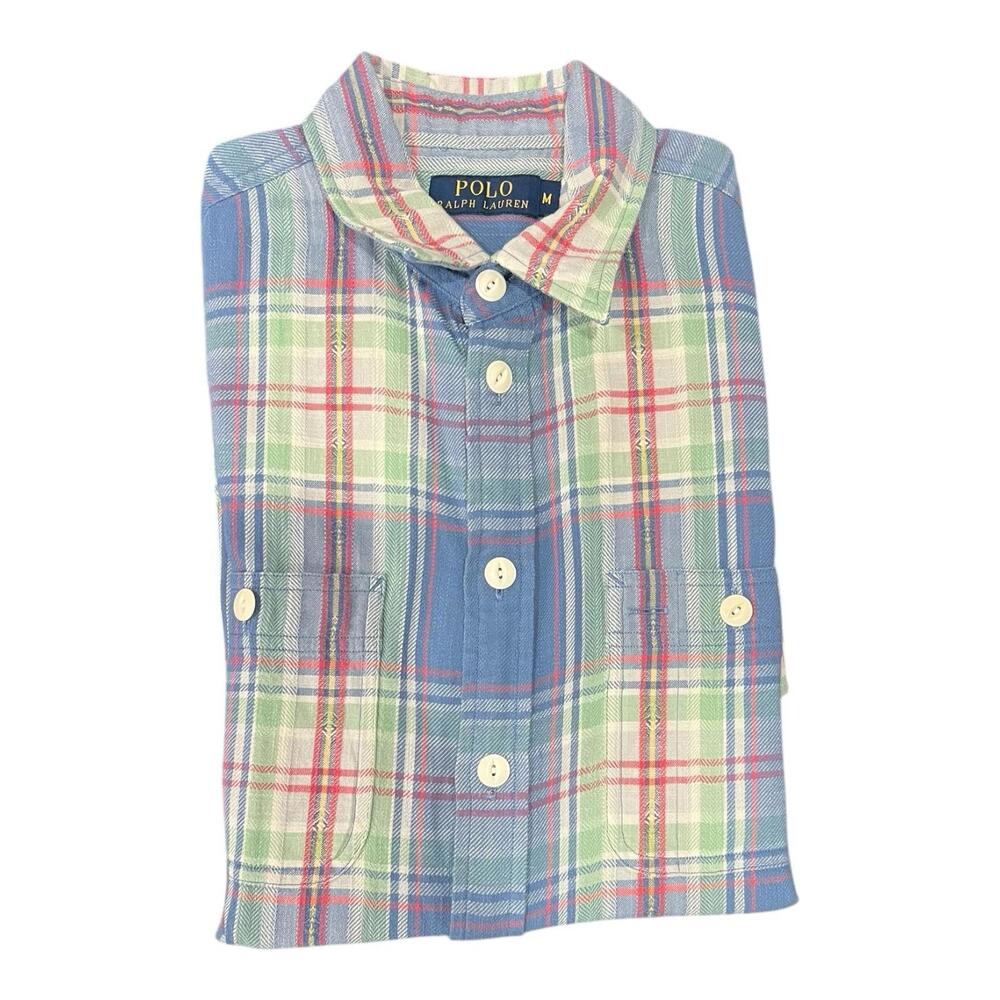 Polo Ralph Lauren Plaid Button Up Shirt Size Medium Men’s Preppy Summer